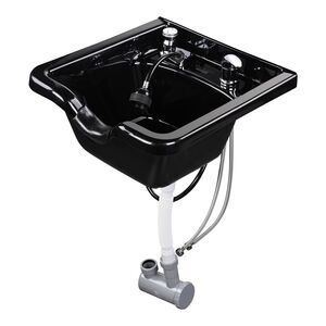 Professional Wall Mount Salon Shampoo Bowl - Black ABS Plastic Backwash Sink